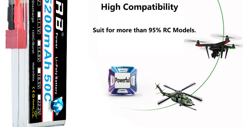 HRB 5200mah 3S 11.1V, the default connector is T/Deans, if you need other connectors, please leave