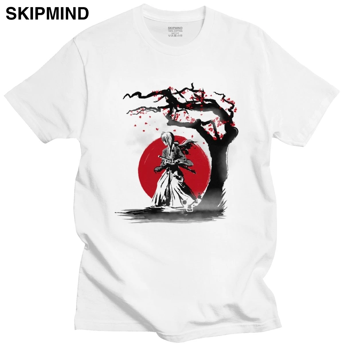 Японская футболка Rurouni Kenshin для мужчин хлопковая модная с коротким рукавом