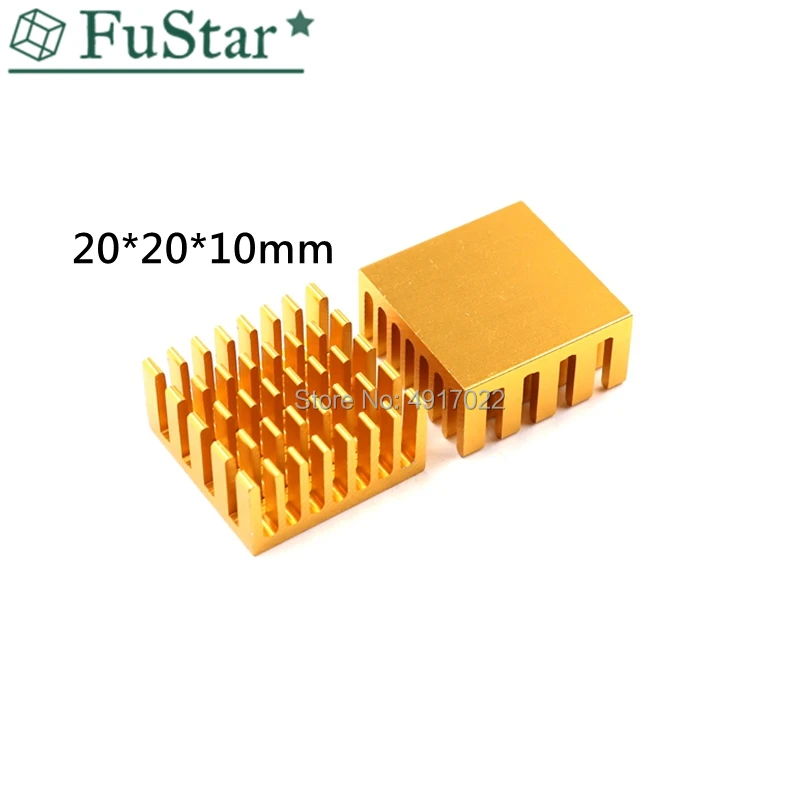 10pcs Golden 20*20*10mm Heatsink Cooling Fin Aluminum Radiator Cooler Heat Sink for IC Chip LED 20x20x10mm LED Radiator 20*20*10 20pcs lot 8 8 8 8 5 mm aluminum heatsink radiator heat sink cooler for electronic chip ic transistor 3d printer cpu ram a4988