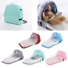 Портативный рюкзак кровать с игрушками для ребенка складная детская кровать путешествия Защита от солнца москитная сетка дышащая детская корзина для сна