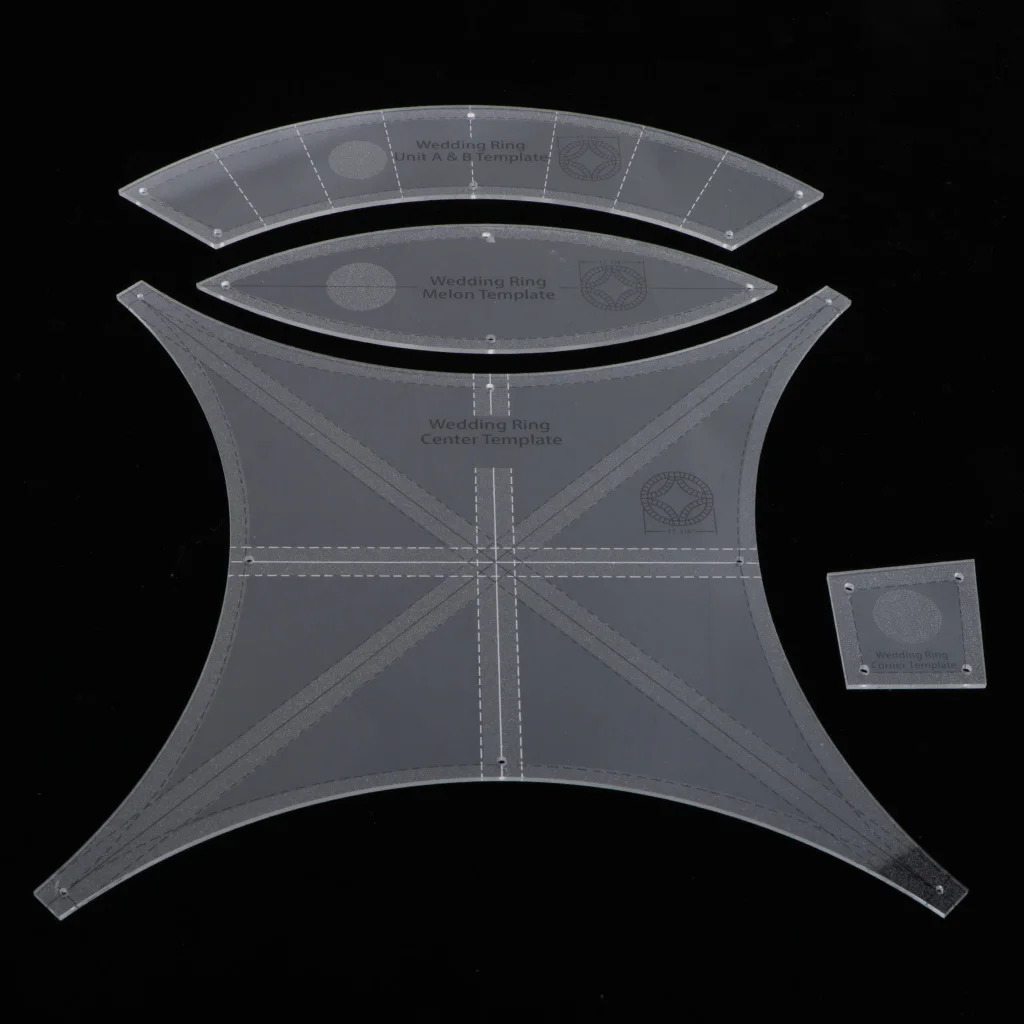 Multi-function Double Wedding Ring Template Sewing Patchwork Quilting Ruler