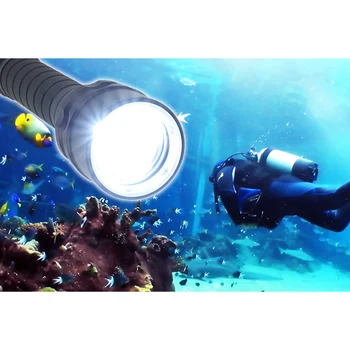 

CARALL JFD45 lamp underwater diving flashlight Super bright Slim 3 LED CREE T6 5000 Lumens up to 200m with batteries and boots