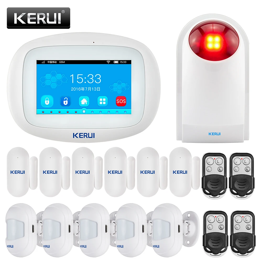 KERUI K52 Alarm System Home Protection Motion Detection Buglar Alarm System WIFI GSM App Remote Control 4.3inch Full Touch Panel