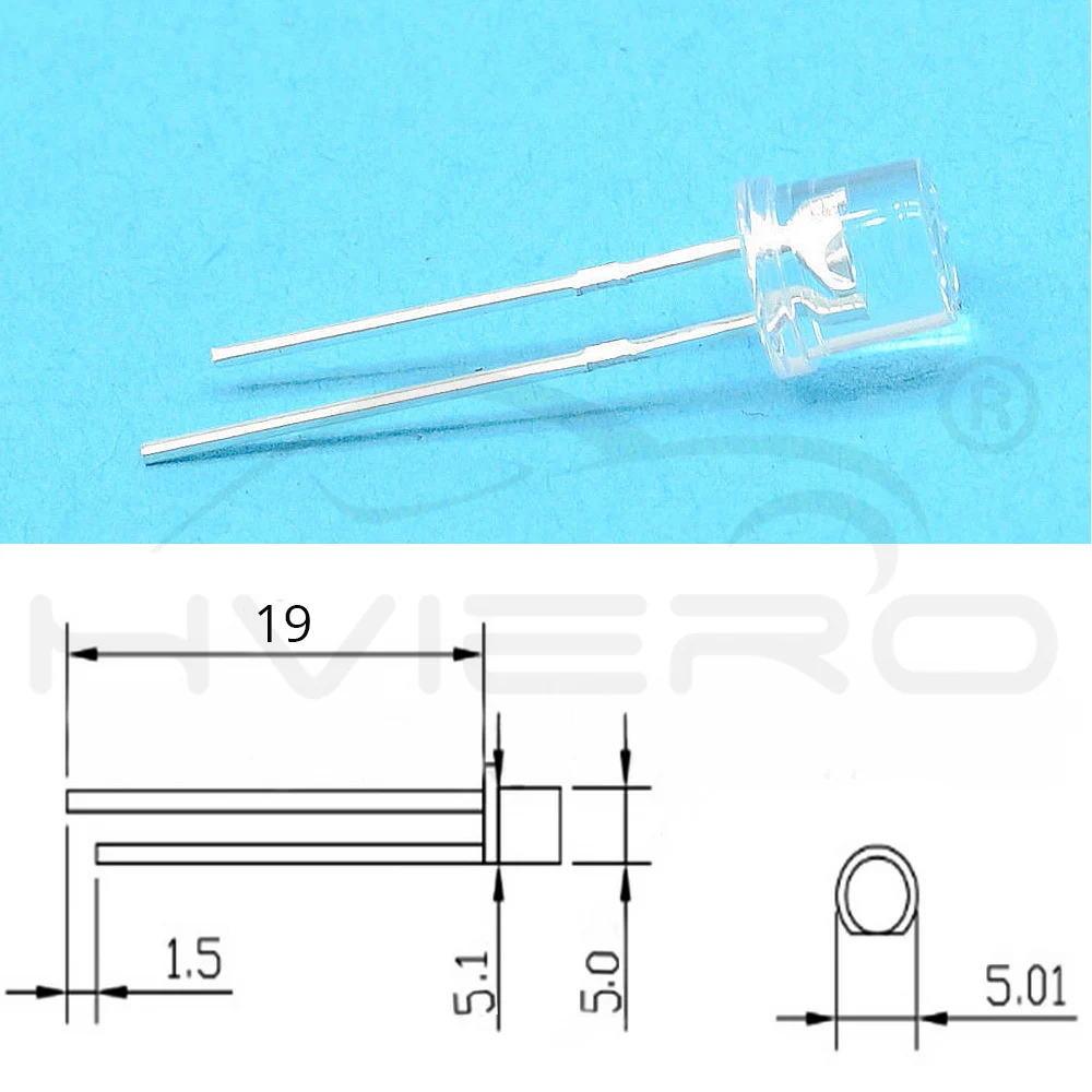 100 шт. 5 мм плоский Топ красный широкоугольный светильник прозрачная вода Диодная