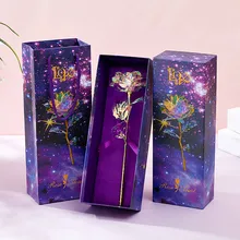 ולנטיין של יום DIY פרח אריזת מתנה ורדים צבעוני זוהר עלה מלאכותי LED אור פרח ייחודי מתנות עבור בנות(China)