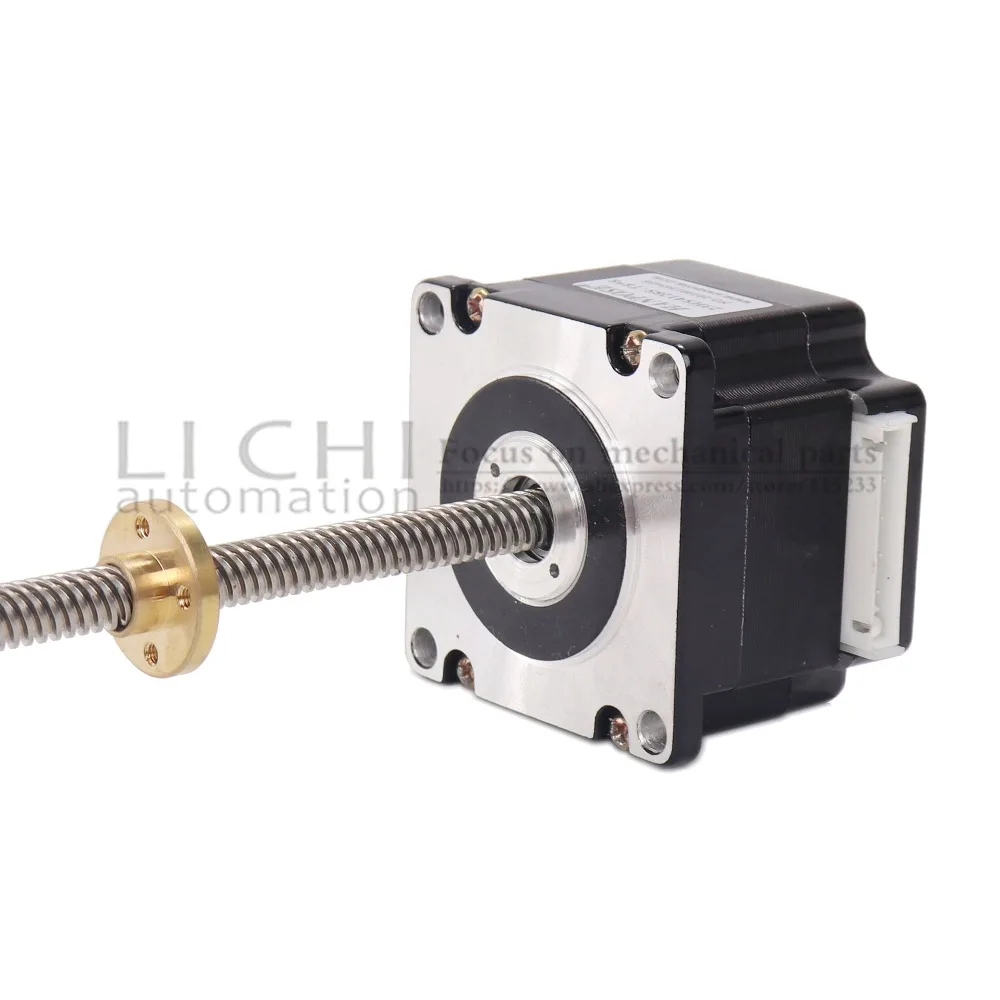Parafuso com Porca de Cobre 8mm para Laser Nema Comprimento Mstepper Motor 100 Pces 23hs4128-t8 Chumbo 2 - 4 Cnc 23 310m 21 Nema 23 comprimento 310m mstepper motor 100