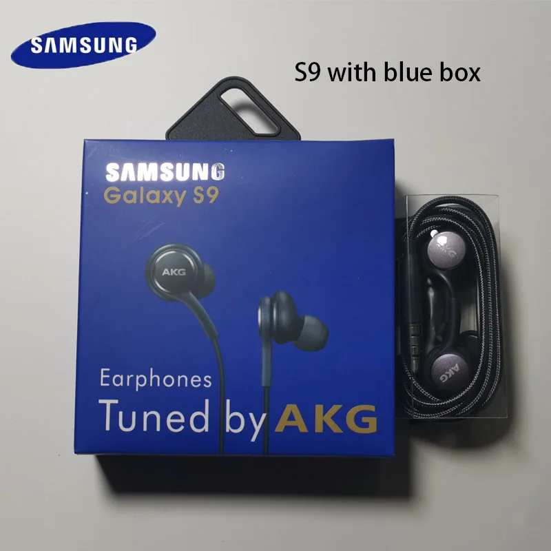 S9 with blue box Samsung AKG Наушники EO-IG955 3,5 мм наушники-вкладыши с микрофоном Проводная гарнитура для samsung Galaxy s10 S9 S8 S7 S6 S5 S4 HUAWE смартфон - Цвет: S9 with blue box