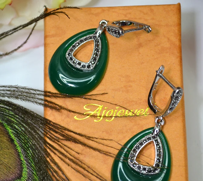 Ajojewel винтажные ювелирные изделия CZ зеленые смолы большой камень капли воды серьги для женщин Новое поступление