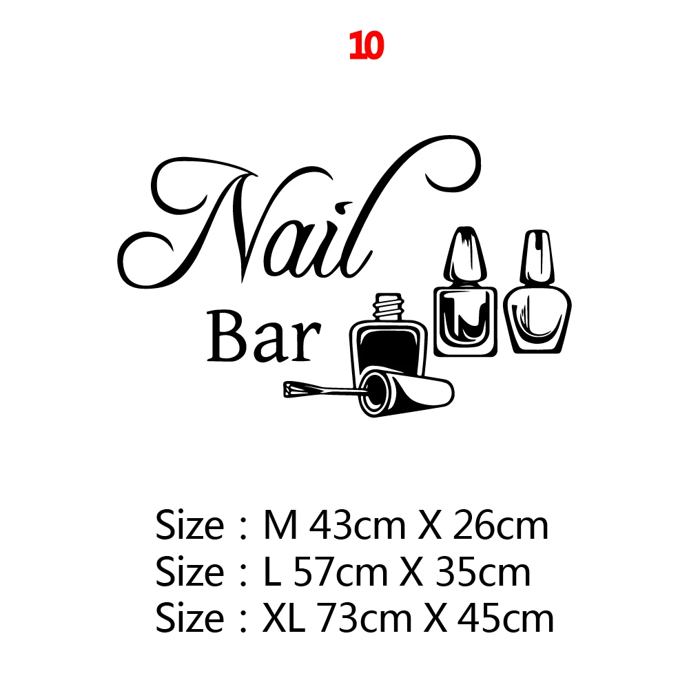 Creative Wall Decal Nail Salon Wall Art Stickers Vinyl Decals For Nail Salon Room Decor Sticker Vinyl Mural Wallpaper Poster - Цвет: Style10