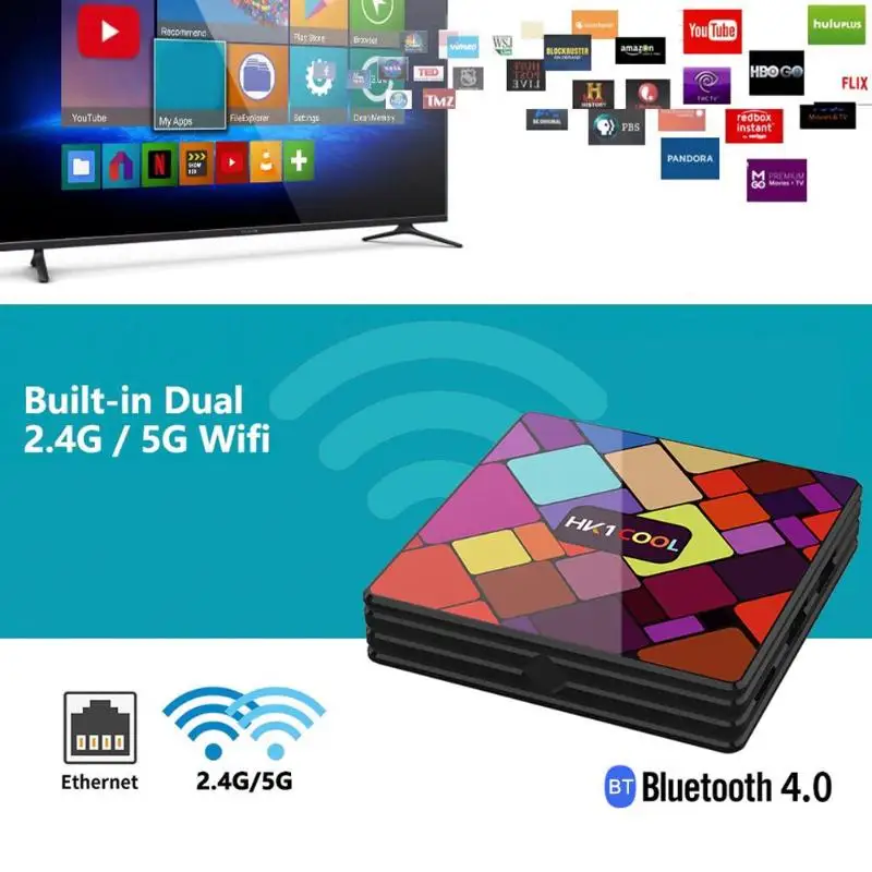 Android 9,0 смарт-ТВ коробка 4K HD RK3318 4 ядра 2+ 16G/4 Гб+ 32G/4+ 64G/4+ 128G 2,4 ГГц/5 ГГц WI-FI 100 Мбит/с Bluetooth IPTV Set-top Box