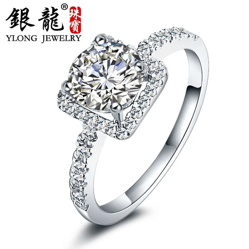 

Silver Dragon Jewelry New Style S925 Silver Accessories Square Ring White Gold Plated Proposal Ring Rings Jewelry