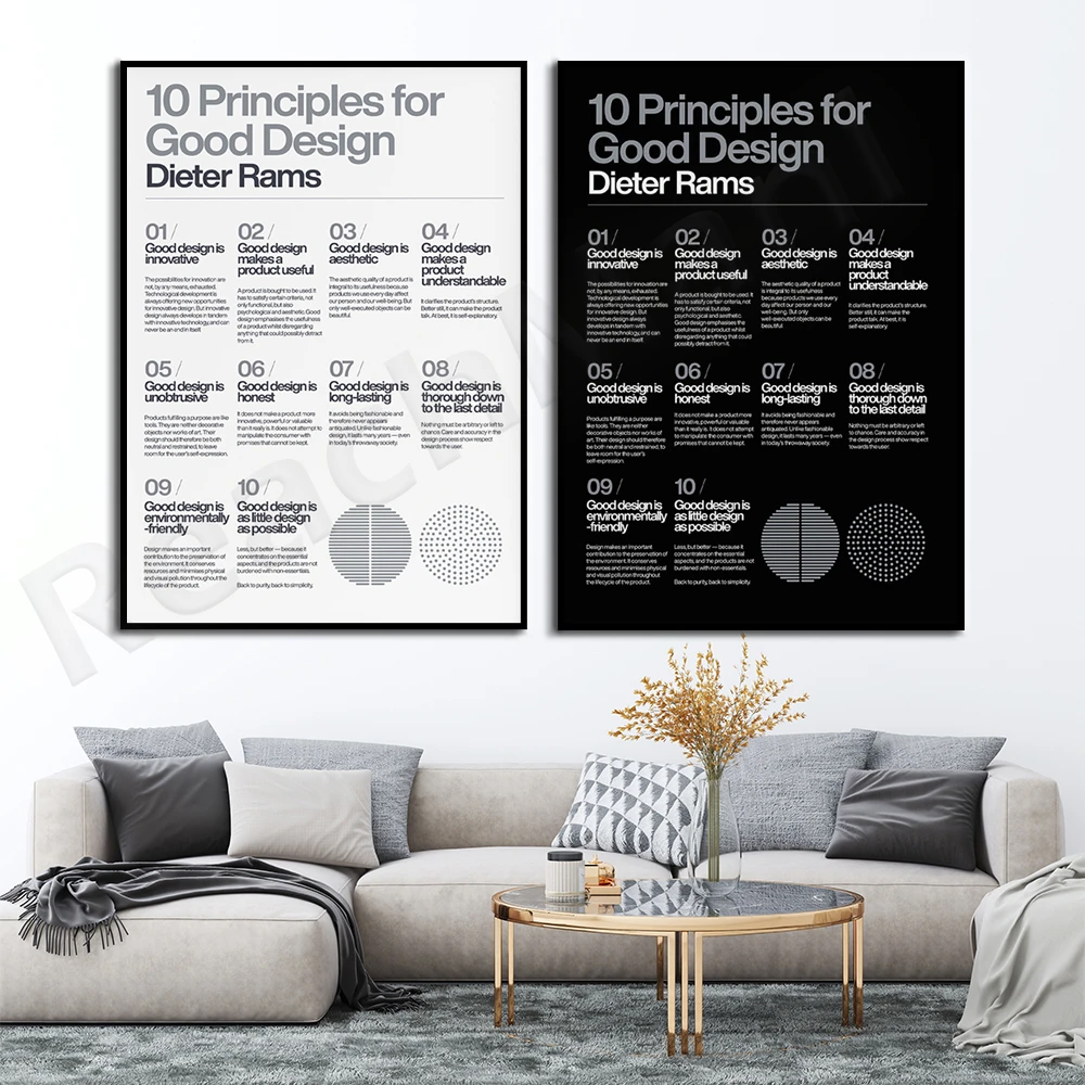 10 Principles Of Good Design Posters, Dieter Rams, White, Braun, Helvetica,  Typography Quotes Modern Art Design Posters - Painting & Calligraphy -  AliExpress