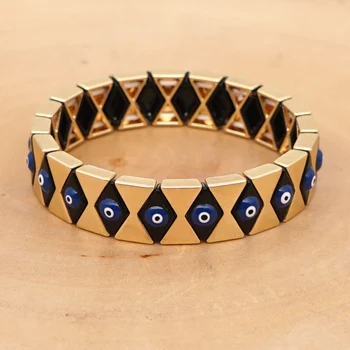 

Shinus Men Bracelet Gold Turkish Evil Eye Bracelets For Women Handmade Enameled Tile Friend Jewelry Fashion Lucky Bangles