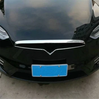 

WELKINRY car auto cover for Tesla Model X 2015 2016 2017 2018 ABS chrome front head face hood bonnet trim