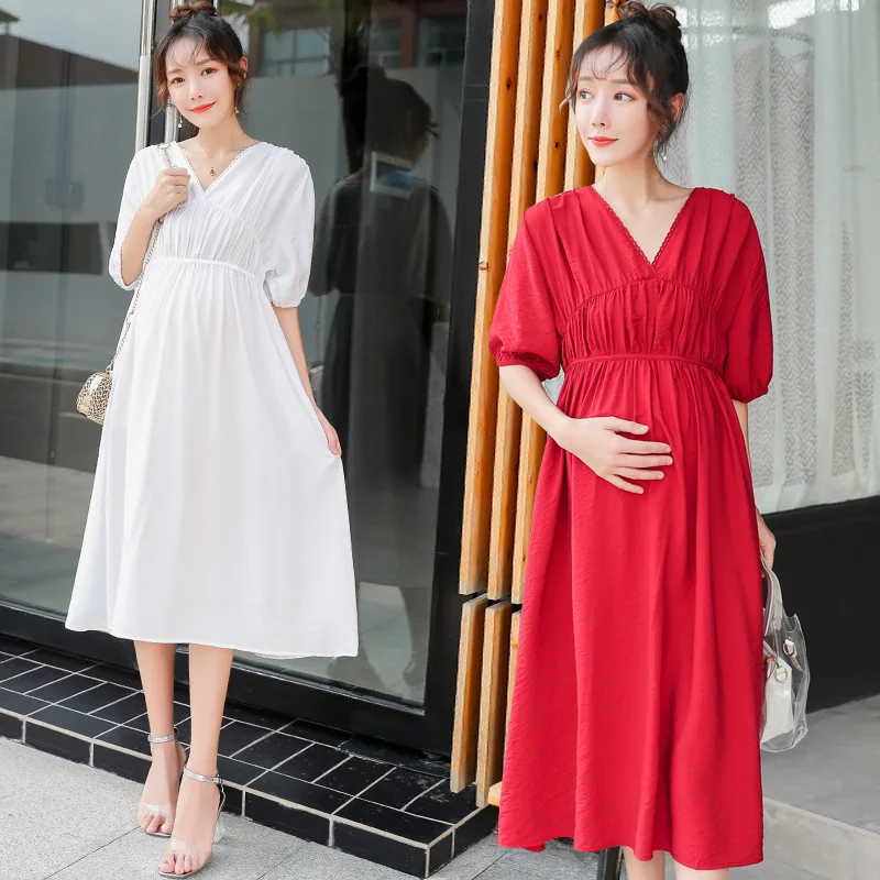 

Pregnant Women Dress Spring And Autumn 2019 New Style Fashion Models Loose-Fit Mid-length Chiffon Maternity Clothes Summer Dress