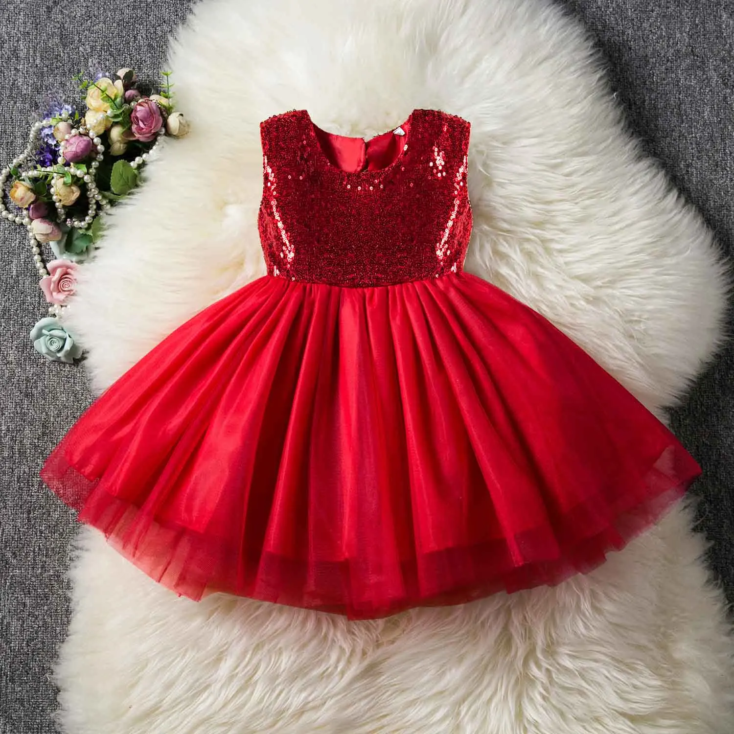 Vgiee Girls Dresses Summer Brand Kids Party Birthday Princess Dresses for Girl 3 Years Baby Outfits Clothes Children Dress - Цвет: Red 136