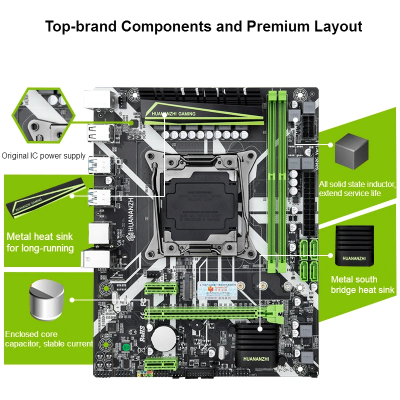 HUANANZHI X99 материнская плата LGA2011-3 USB3.0 NVME M.2 SSD Поддержка DDR4 регистровая и ecc-память памяти и Ксеон E5 V3 V4 процессор