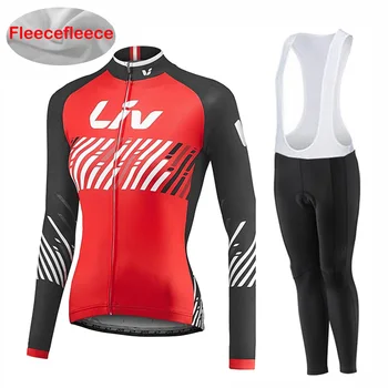 

2019 winter new velvet sweatshirt women mountain bike triathlon team cycling suit bib suit