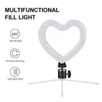 

6 inch Heart-shaped Dimmable Cold Warm LED Light Makeup Photography Video Live Stream Lamp Tricolor Fill Light