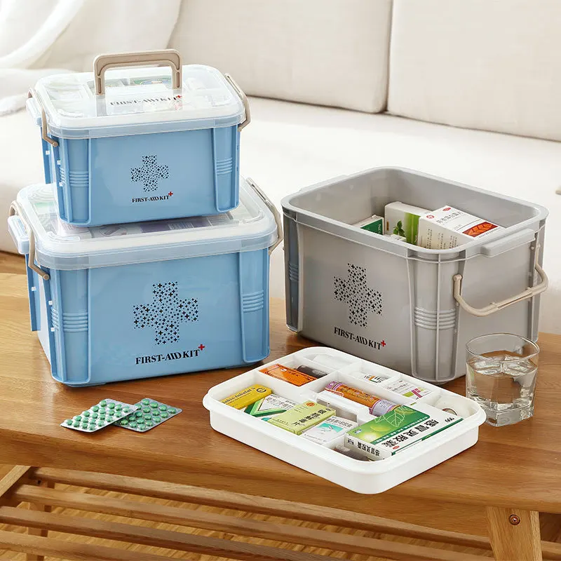 Plastic First Aid Kit Medical Box Storage Bins Large Multi-layer Medicine Container Home Storage organizer for Medical