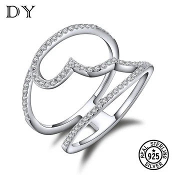 

DY 925 Sterling Silver Ring Clear Cubic Zirconia High Quality Twisted Lines Ring For Women Party Fashion Accessories Jewelry