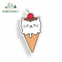 EARLFAMILY 13cm x 13cm Cartoon Ice Cream Oem Funny Car Stickers Vinyl JDM Bumper Trunk Truck Graphics Waterproof Anime Decal