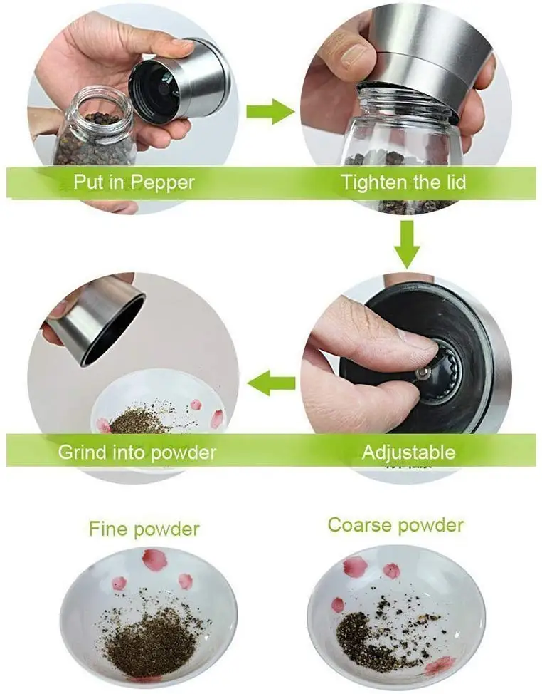Stainless Steel Salt and Pepper Grinder Mill Adjustable Spice Salt and Pepper Mill Kitchen Cooking Tools