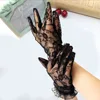 Moda Sexy guantes a la altura de la muñeca de novia, guantes de encaje negro guantes fiesta accesorios de protección solar guantes de conducción ► Foto 3/6