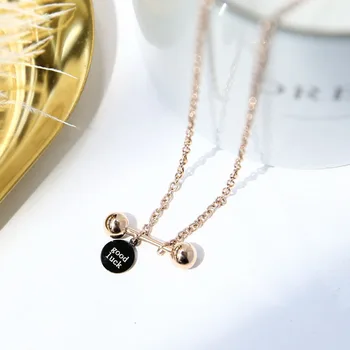 

YUN RUO Fashion Good Luck Dumbbell Pendant Necklace Rose Gold Color Titanium Steel Jewelry Woman Gift Never Fade Drop Shipping