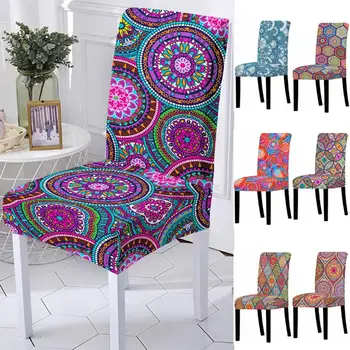 

3D Spandex Chair Cover for Dining Room Mandala Print Chairs Covers High Back for Living Room Party Wedding Christmas Decoration
