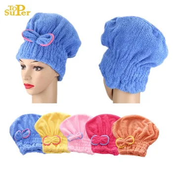 Microfibre Quick Hair Drying Bath Towel Spa Bowknot Wrap Towel Cap Bathroom Accessories Bonnets For Women Designer Shower Cap 1