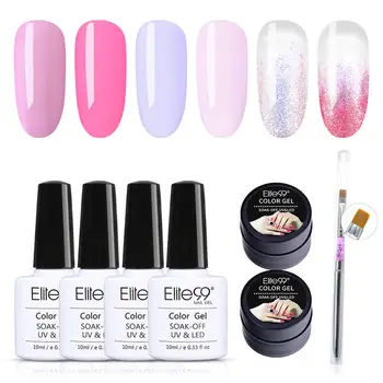 

Elite99 7 Pieces/lot Glitter UV Gel Nail Polish Set With Nail Brush Shimmer Nails Gel Varnish Semi Permanent Nail Art Gel Polish