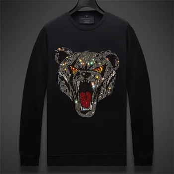 

men's T-shirt new rhinestone long sleeve high quality leisure fashion European and American