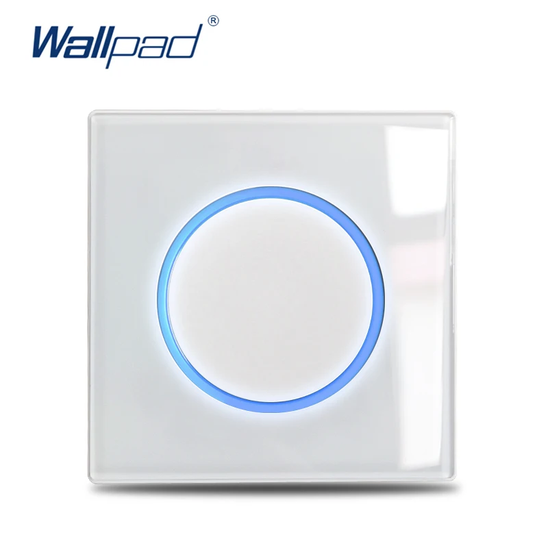 Wallpad 1 2 3 4 Gang 1 Way 2 Way Step Light Riscaldatore Tenda Impulse Momentaneo White Glass Wall Light Switch Circle Led Indicator