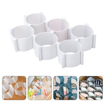 

6pcs Drawer Divider Combination Organizing Box Plastic Underwear (Random Color)