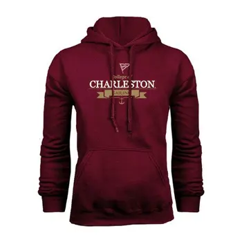 

College of Charleston Maroon Fleece Hoodie 'Sailing Anchor Design' unisex men women hoodie