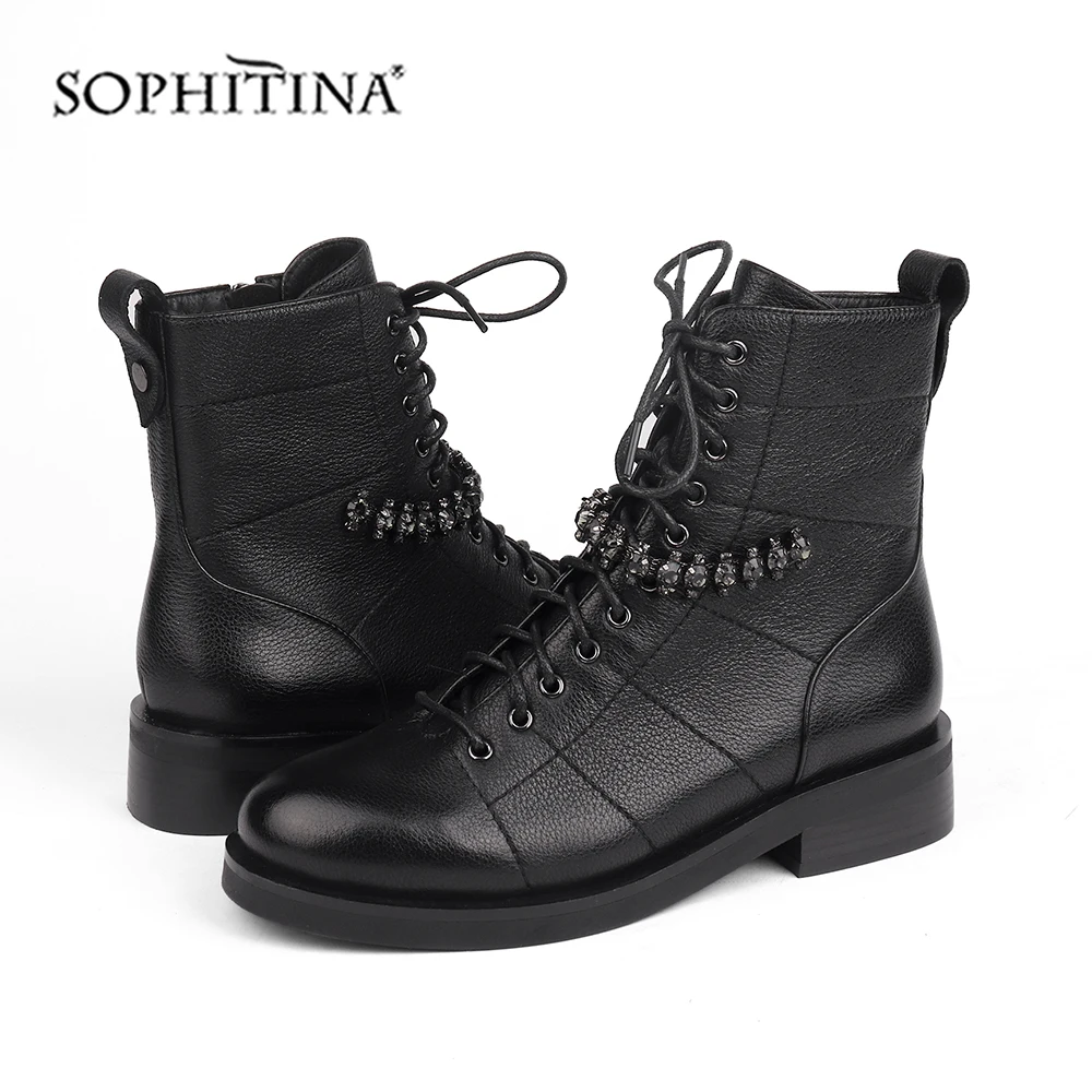 SOPHITINA/модные ботинки с металлическими украшениями особый дизайн обувь из