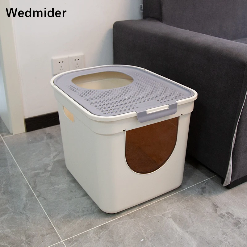 Plastic Cat Toilet Training Kit Litter Box Totally Closed Design Top Entry Cat Sandbox Tray Toilet Bedding Training Plastic Cat Toilet Training Kit Litter Box Totally Closed Design Top Entry Cat Sandbox Tray Toilet Bedding Training