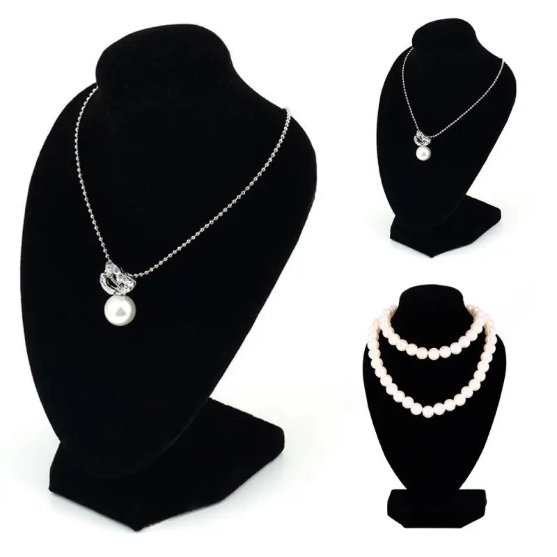 

Simple Velvet Fabric Durable Black Mannequin Necklace Jewelry Pendant Display Stand Show Decorate Necklace Jewelry Holder