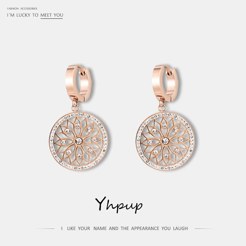

Yhpup Trendy Personality India Hollow Flower Dangle Earrings Vintage Ethnic 316L Stainless Steel Fancy Earrings for Women Party