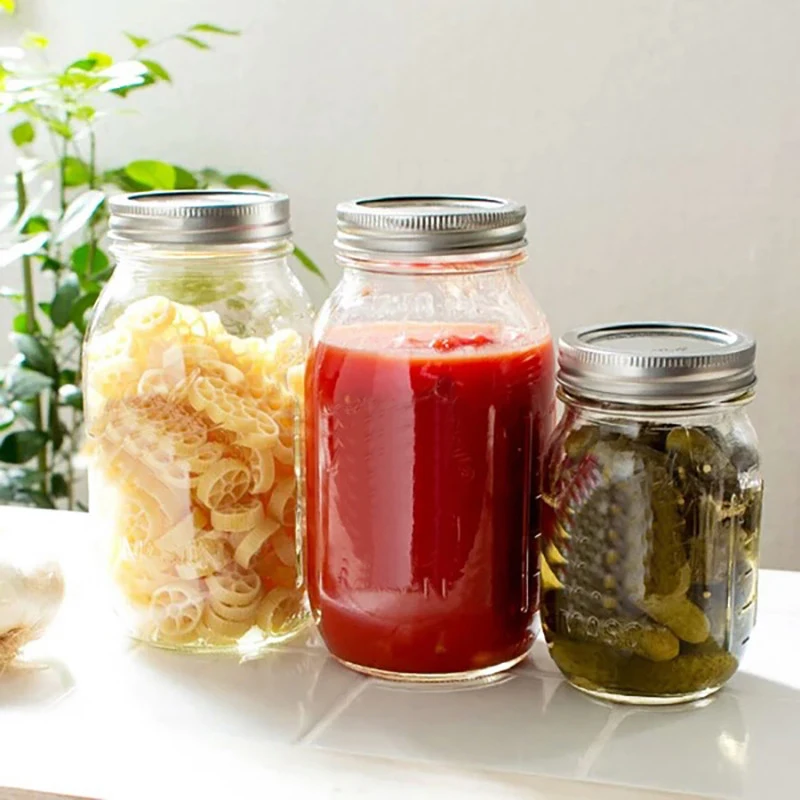 Mason Jars Glass Jar with Lid  Canning Jar for Pickling  Food Storage Drinking Spices Salads Jams Wedding Favors  DIY Decorate