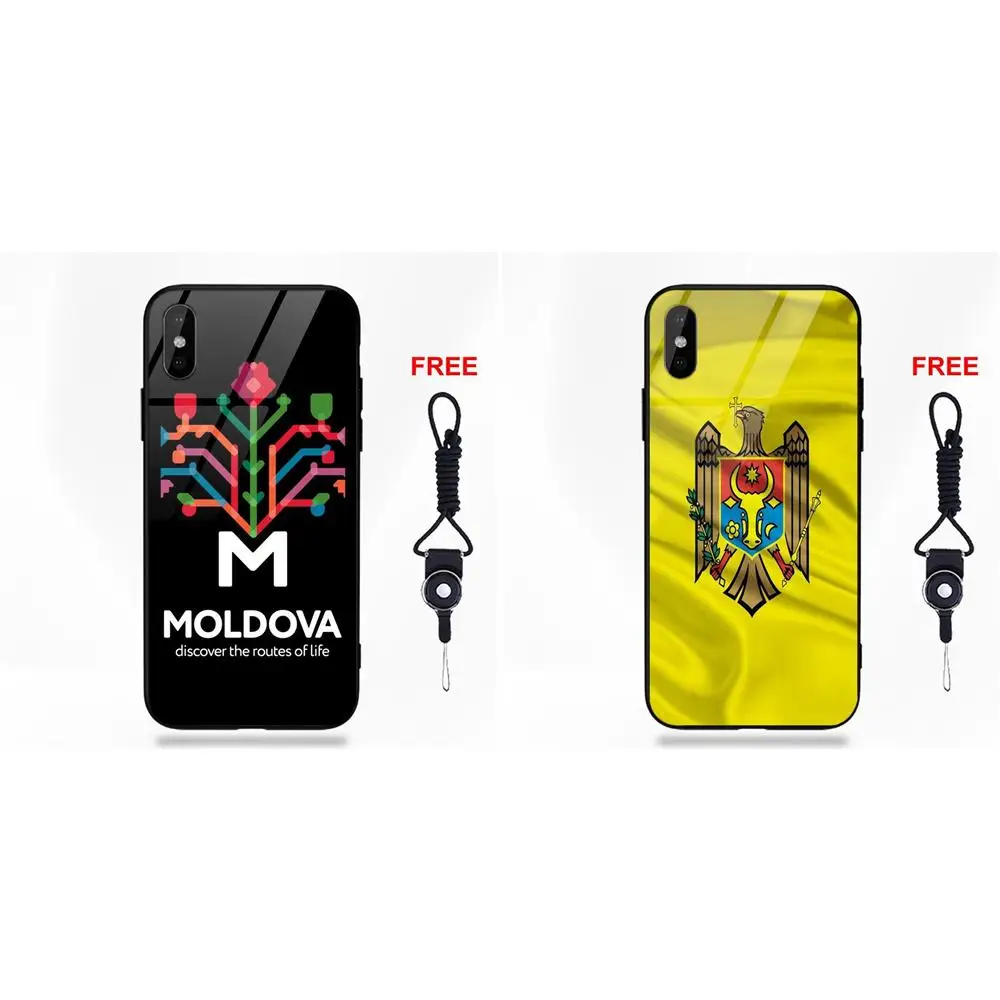 #*Cheap Design Soft TPU Frame Tempered Glass Phone Case Moldova Flag For Apple iPhone 5 5C 5S SE 6 6S 7 8 Plus X XS Max XR