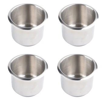

4Pcs Universal Marine Boat Cup Holder 68X55mm Stainless Steel Drop in Drink Cup Holder for Poker Table Couch