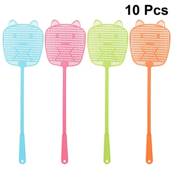 

10Pcs Plastic Flyswatter Long Plastic Swatter Double-Side Fly Flapper Vliegenmepper Matamoscas Fly Swatter Mata Moscas Tapette