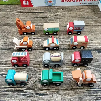 

Kuulee Multi-pattern Creative Toys Mini Wooden Car Model Baby Kid Educational Gift Intellectual Power Wooden Quality Car Model