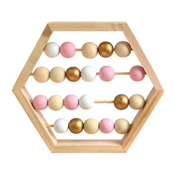 

Early Education Home Decor Gift Craft Calculating Beads Wooden Abacus Toy Baby Room Math Learning Hexagon Frame Kids Toddlers