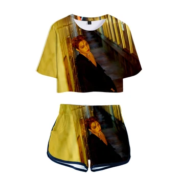 

Kpop SuperM Ladies Two-piece Fashion Shorts Suit Women's Fashion Polyester summer Casual Cool 2 Piece Set Women