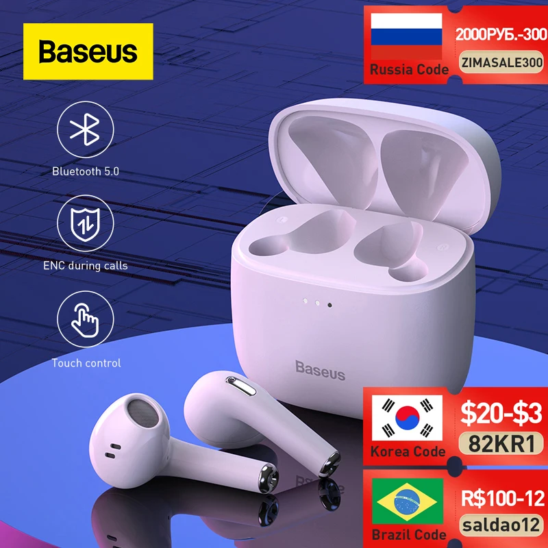  Baseus True беспроводные наушники Bluetooth Bowie E8 с низкой задержкой TWS наушники ENC с двойным устройством наушники Поддержка анти-потеря для спор…