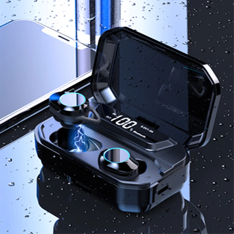 

G02 V5.0 Bluetooth Stereo Earphone Wireless IPX7 Waterproof Touch Earbuds Headset LED Display Type-c Charge Case
