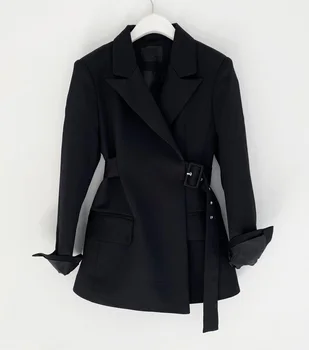 

2020 New Fashion Women Slim Autumn Black Blazer Jackets Female Retro Suits Coat Feminino OL Blazers Outerwear Sashes WB28